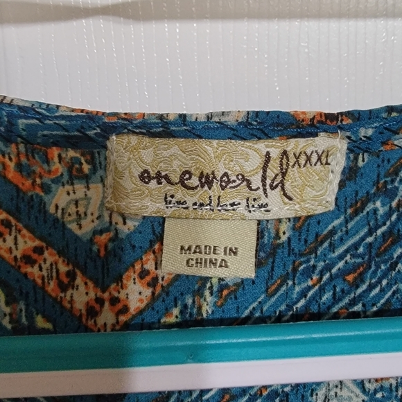 One World Hanky Hem Top/Tunic with Chiffon Trim on Each Side Women's Size XXXL - Picture 5 of 12